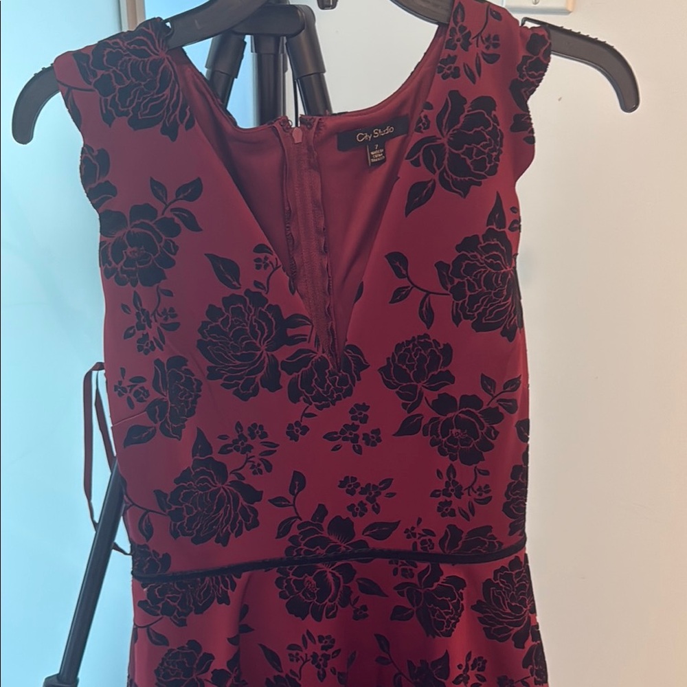 City Studio Red Floral Dress
